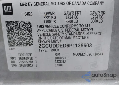 2023 Chevrolet Silverado 1500 4Wd Standard Bed Lt from USA, damaged, VIN 2GCUDDED6P1138603